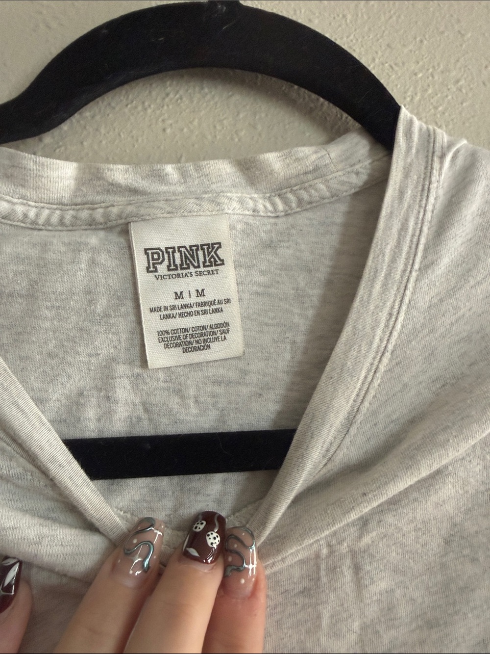 Victoria's Secret Light Gray Long-Sleeve Pocket Tee with Dog Logo - Picture 2 of 3